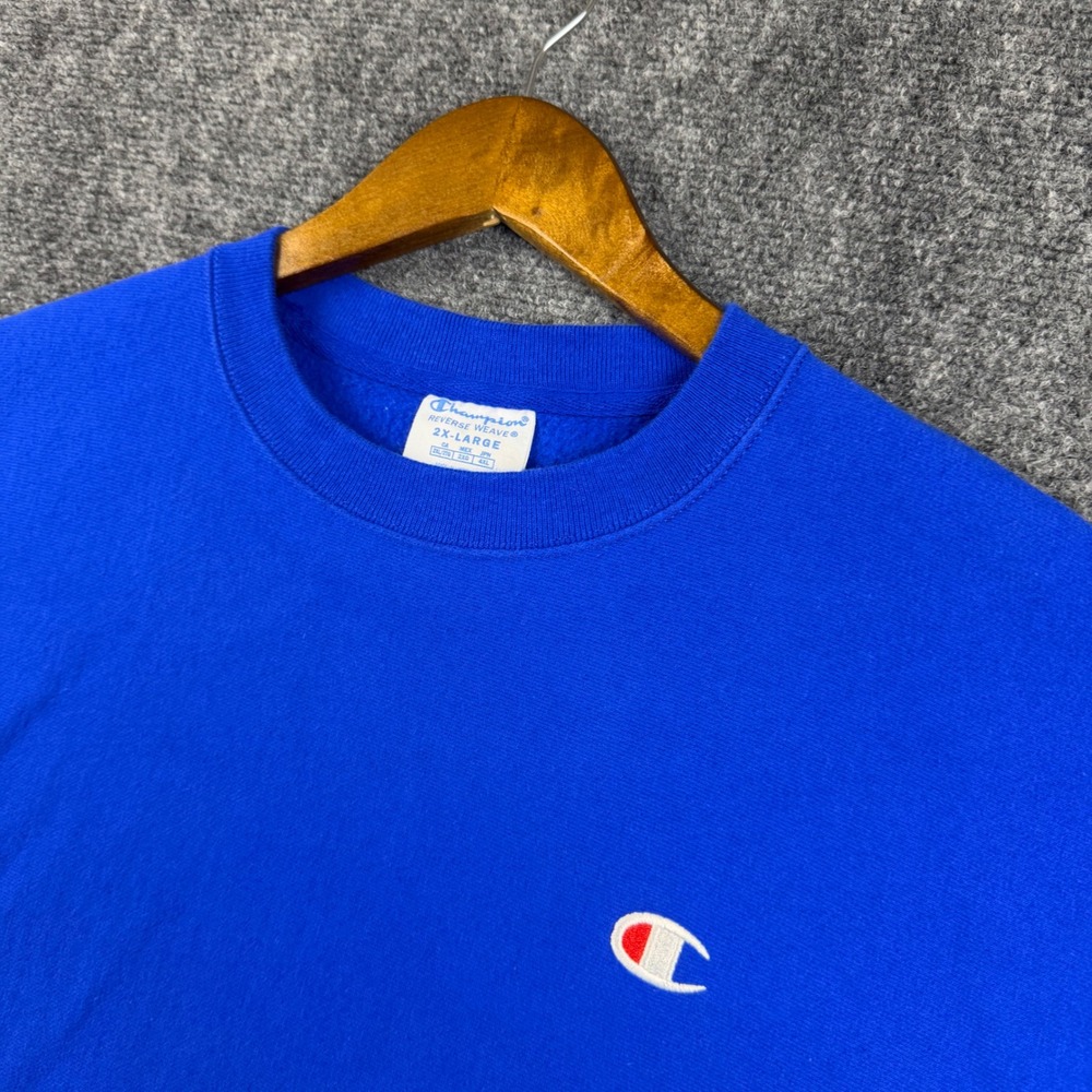 Champion Reverse Weave Sweatshirt Mens 2XL Blue Crewneck Pullover Logo